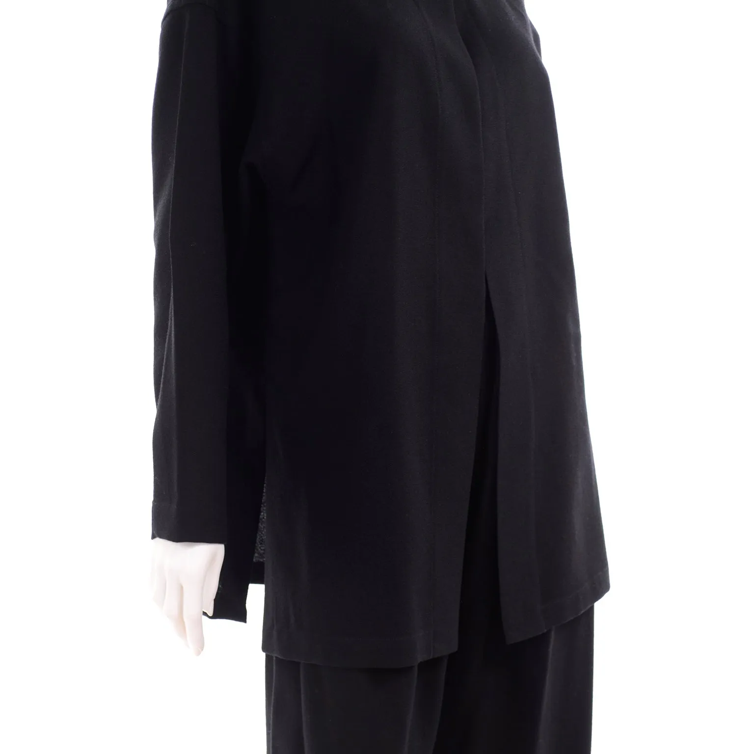 1980s Opus 204 Lightweight Black Wool Jacket & Wide Leg Pants S/M