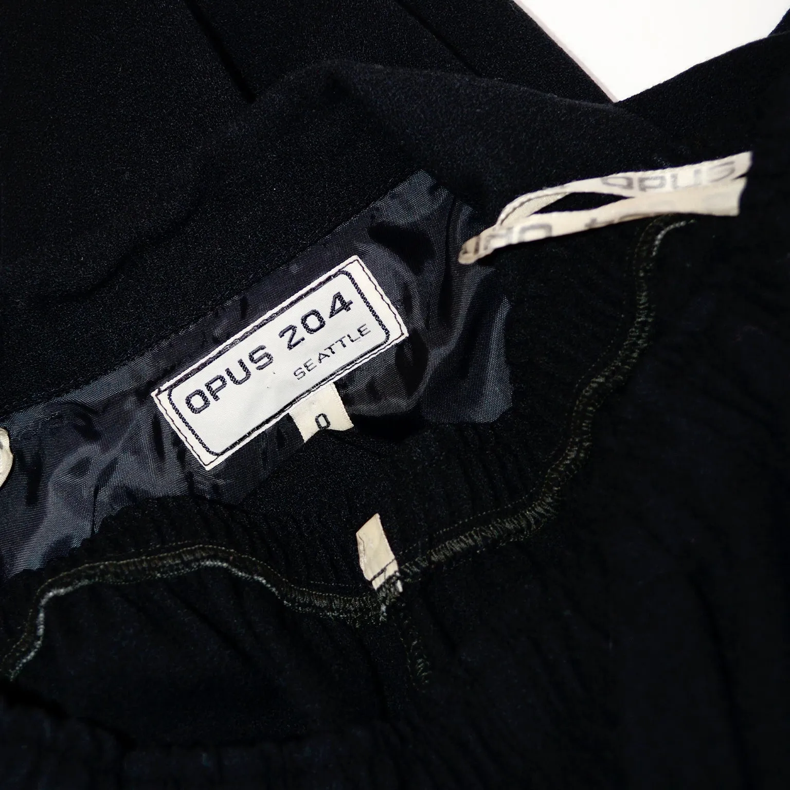 1980s Opus 204 Lightweight Black Wool Jacket & Wide Leg Pants S/M