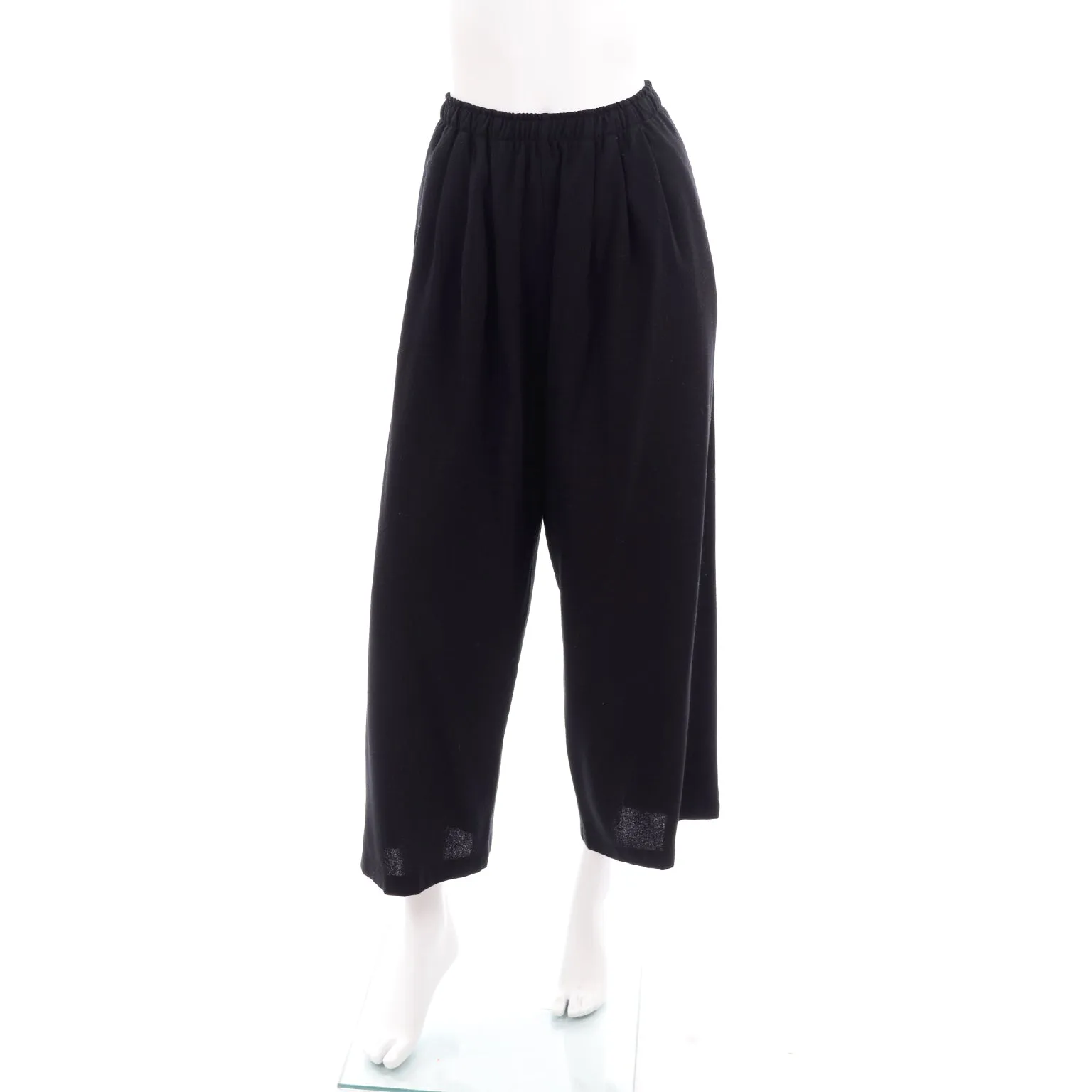 1980s Opus 204 Lightweight Black Wool Jacket & Wide Leg Pants S/M