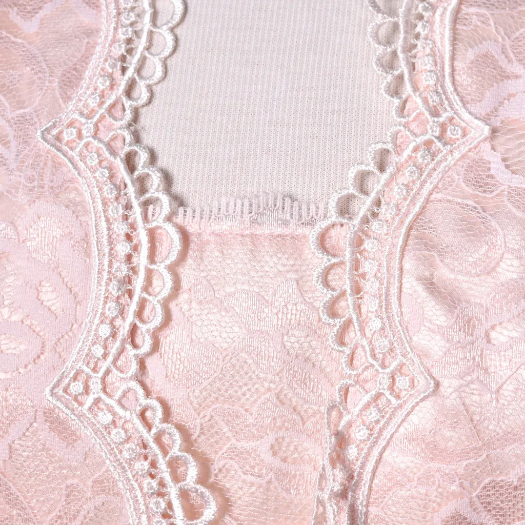 1990s Pink Lace Skirt Suit Set