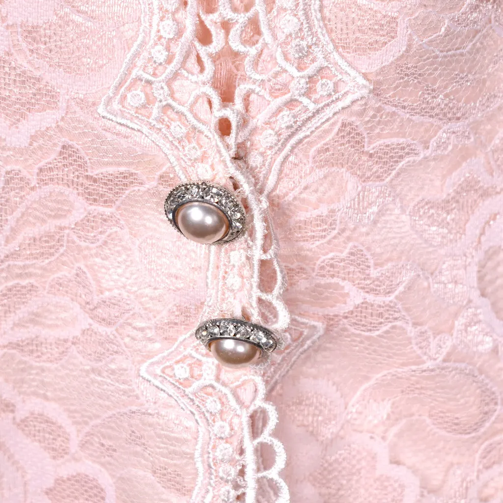 1990s Pink Lace Skirt Suit Set