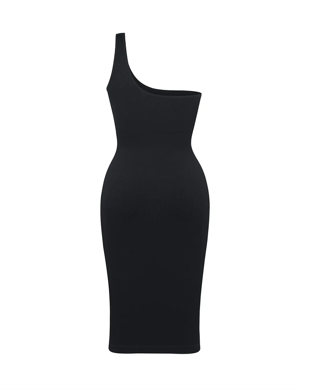 Asymmetrical Bodycon Dress - Seamless Shaping - Black