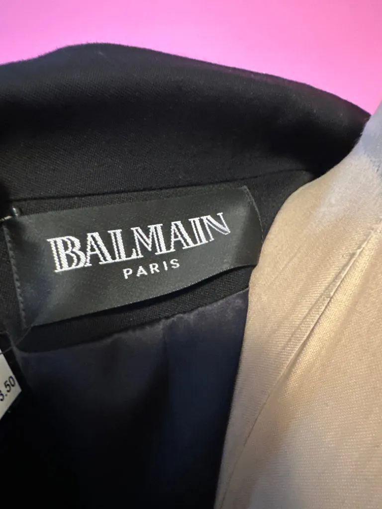 Balmain Size 40 Black Wool GabardineTuxedo Smoking Jacket
