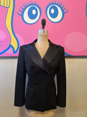 Balmain Size 40 Black Wool GabardineTuxedo Smoking Jacket