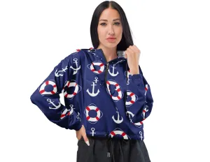 Blue Nautical Women’s Cropped Windbreaker