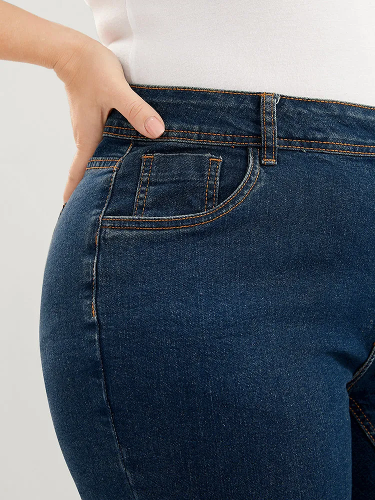 Bootcut Slightly Stretchy High Rise Dark Wash Jeans