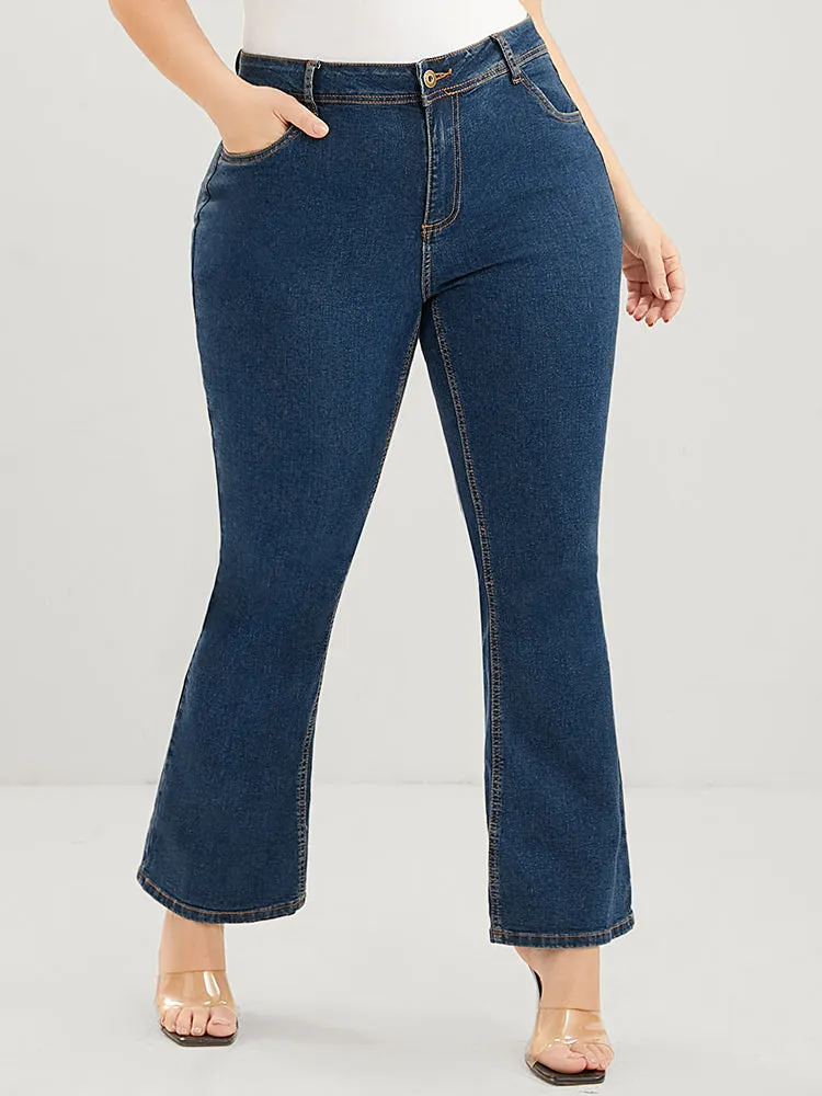 Bootcut Slightly Stretchy High Rise Dark Wash Jeans