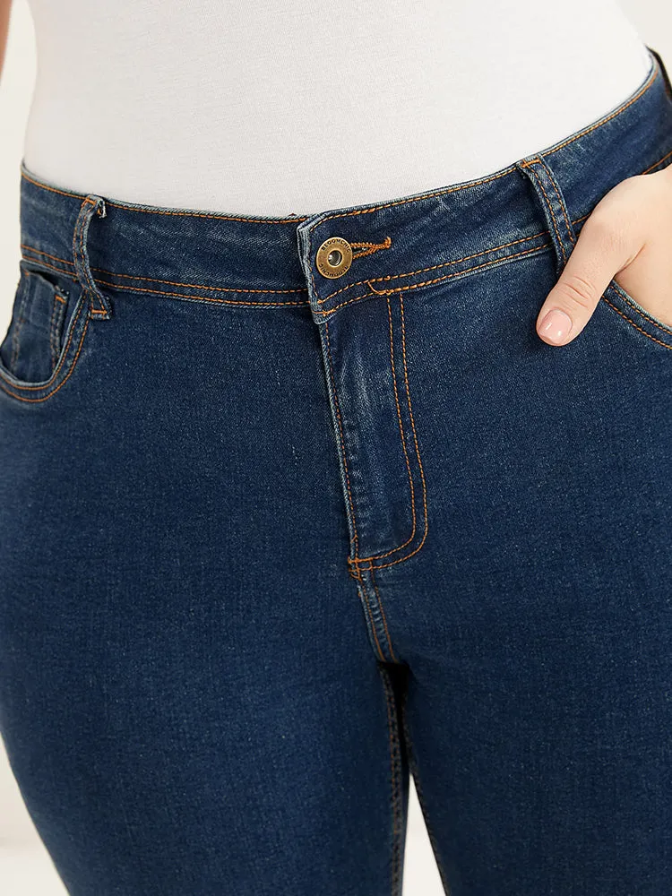 Bootcut Slightly Stretchy High Rise Dark Wash Jeans