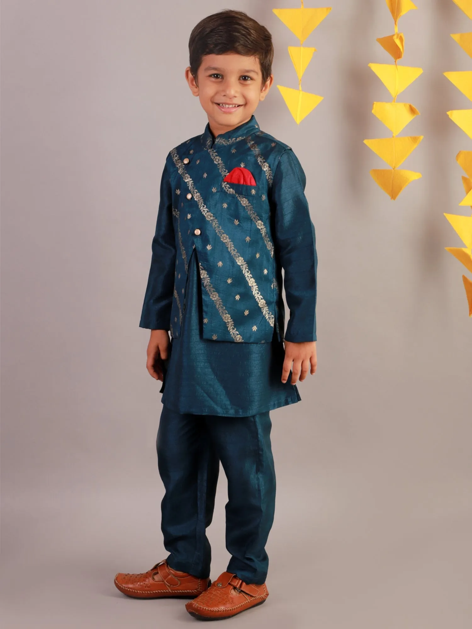 Boys Lil Drama Boys Kurta Pyjama With Jacket Set - Lil Drama