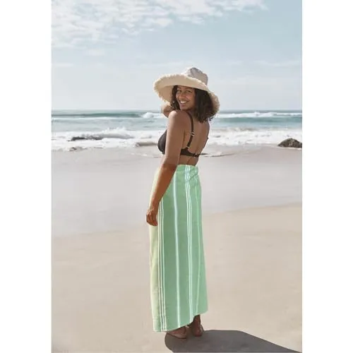 cabanana Cotton Turkish Beach Towel - Large 39 x 71 Inch Lightweight Oversized Peshtemal Towel, Portable Prewashed Hammam Towel (Apple Green)