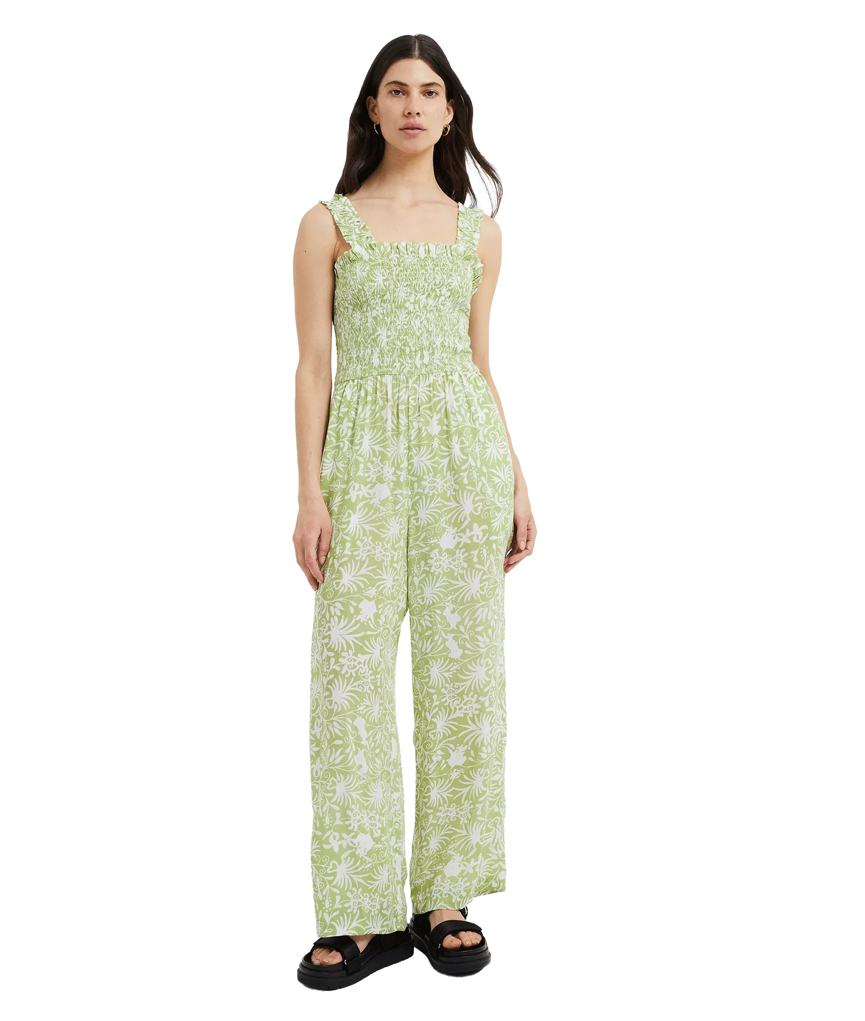 Cadiz Floral Smocked Jumpsuit - Green