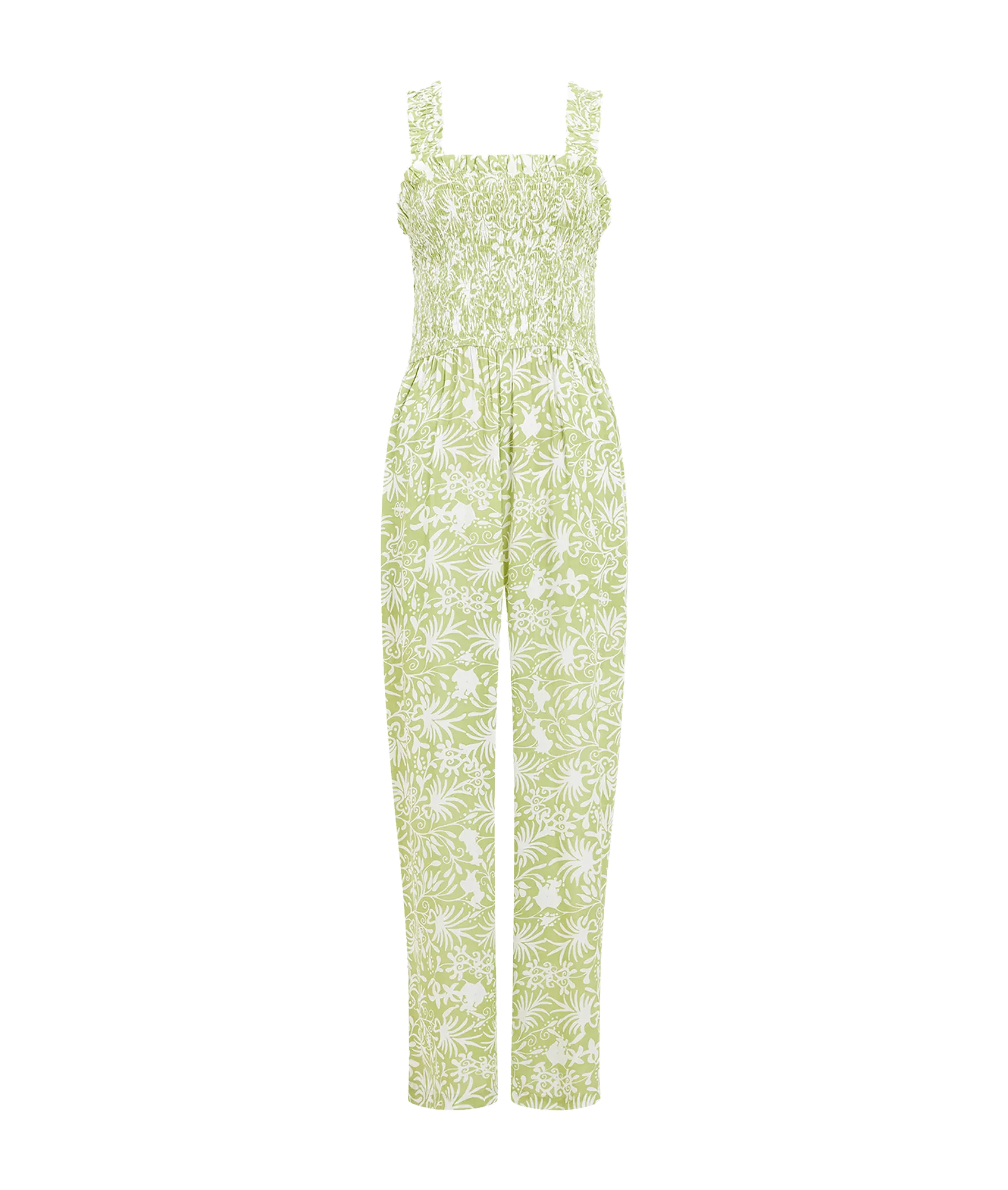 Cadiz Floral Smocked Jumpsuit - Green