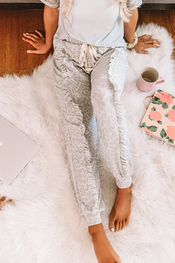 Comfy Vibes Leopard Ruffle Joggers