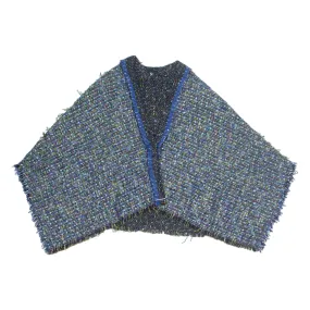 Cropped Poncho Womens Jacket Blue Knit M