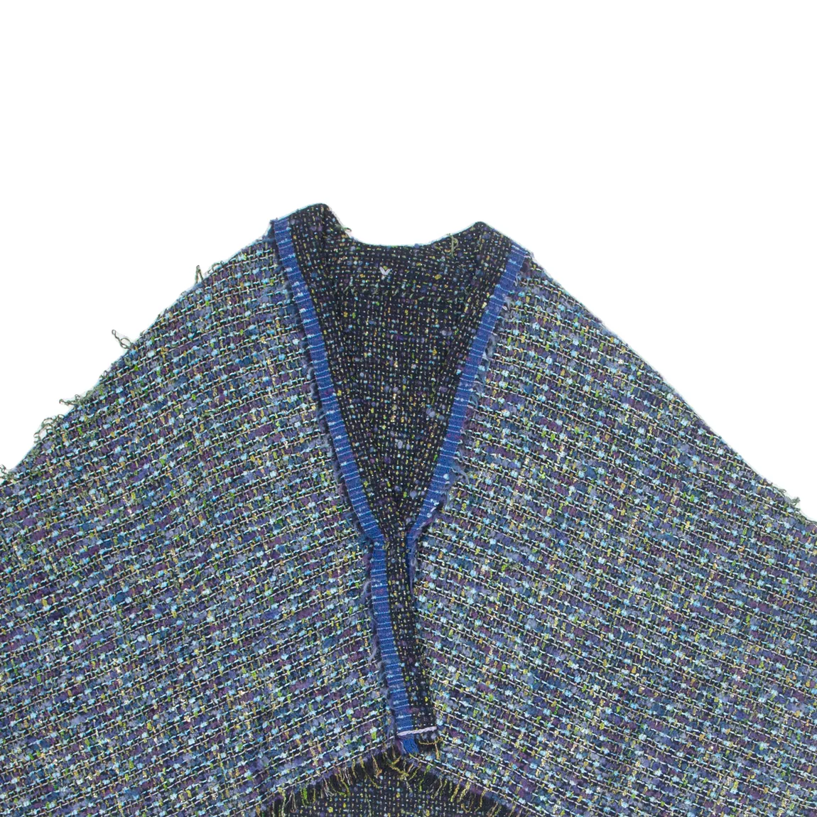Cropped Poncho Womens Jacket Blue Knit M