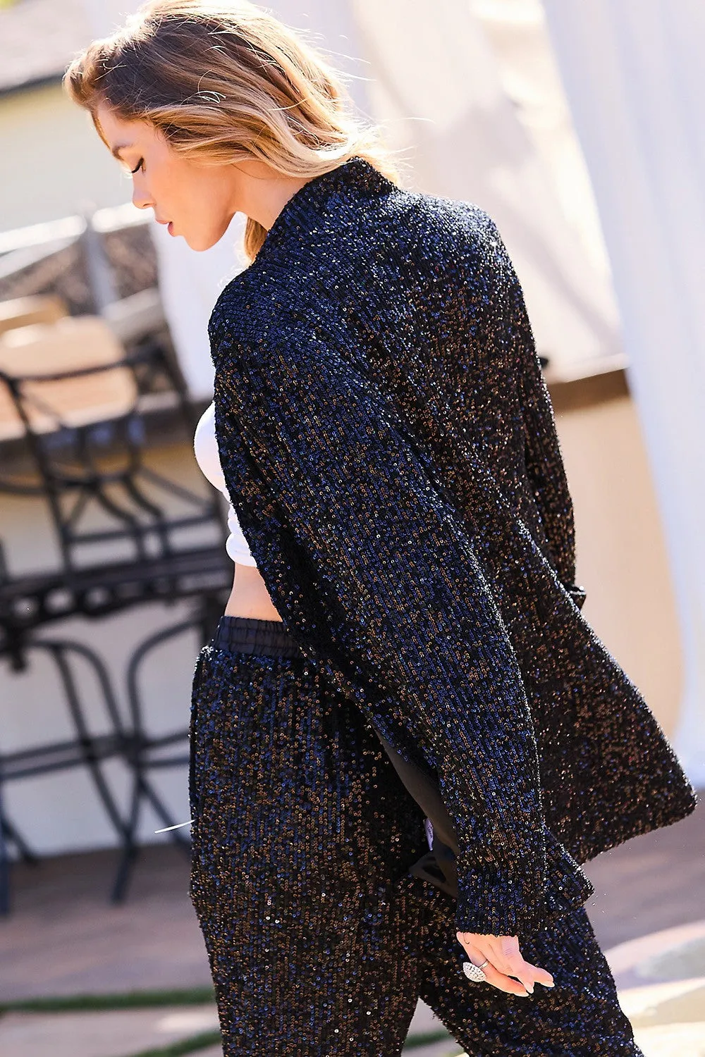 Disco Dance Shawl Collar Sequin Jacket