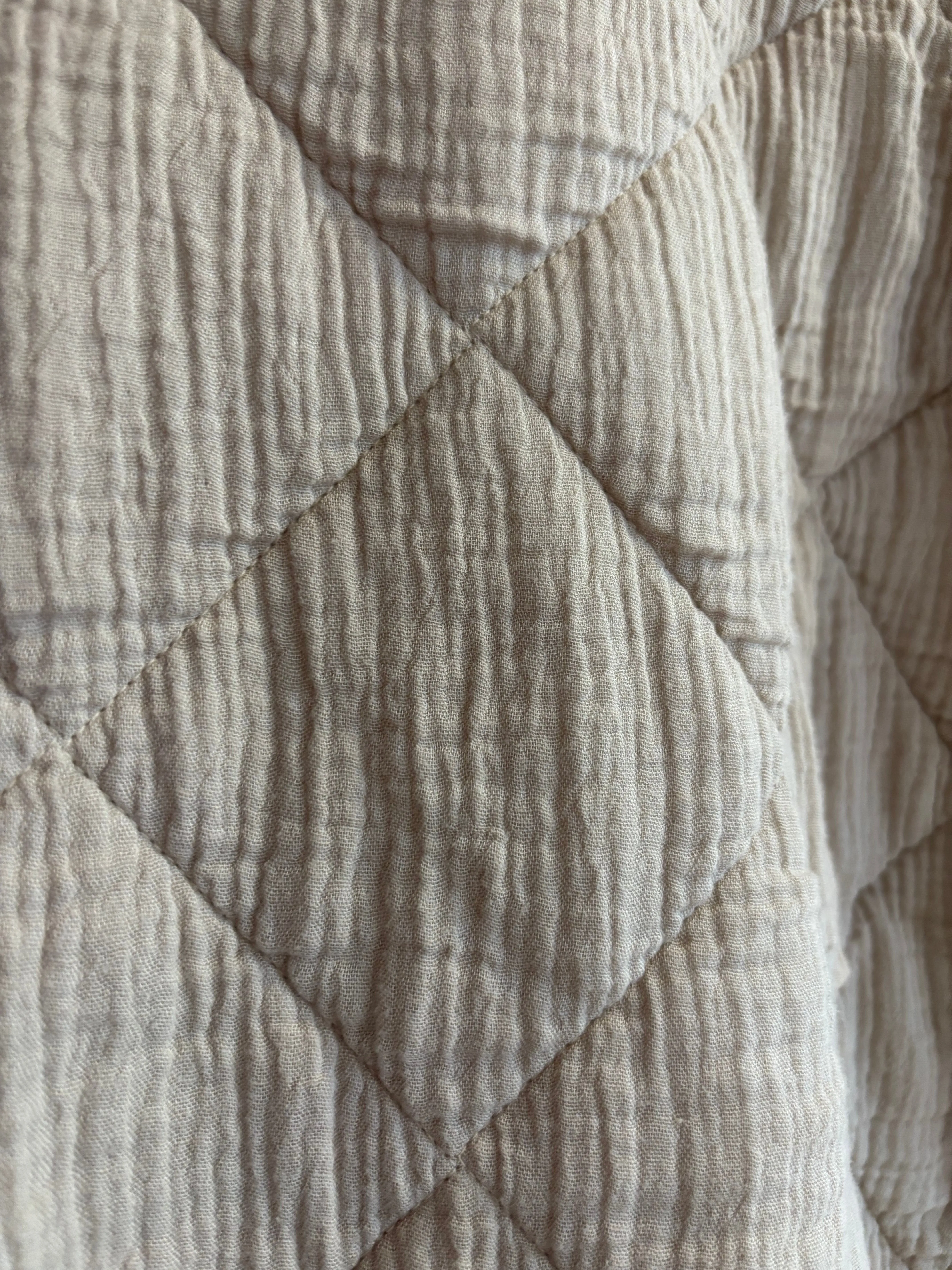 Ecru Cropped Sleeve Quilted Bomber Jacket