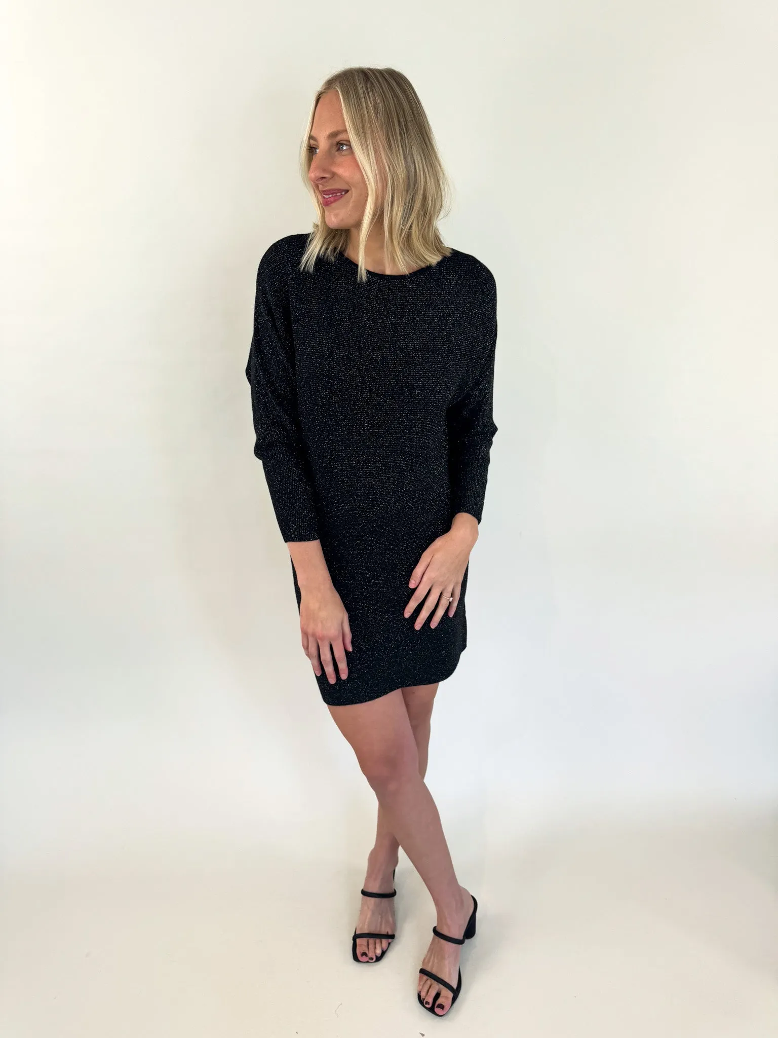 Eve Black Lurex Sweater Dress