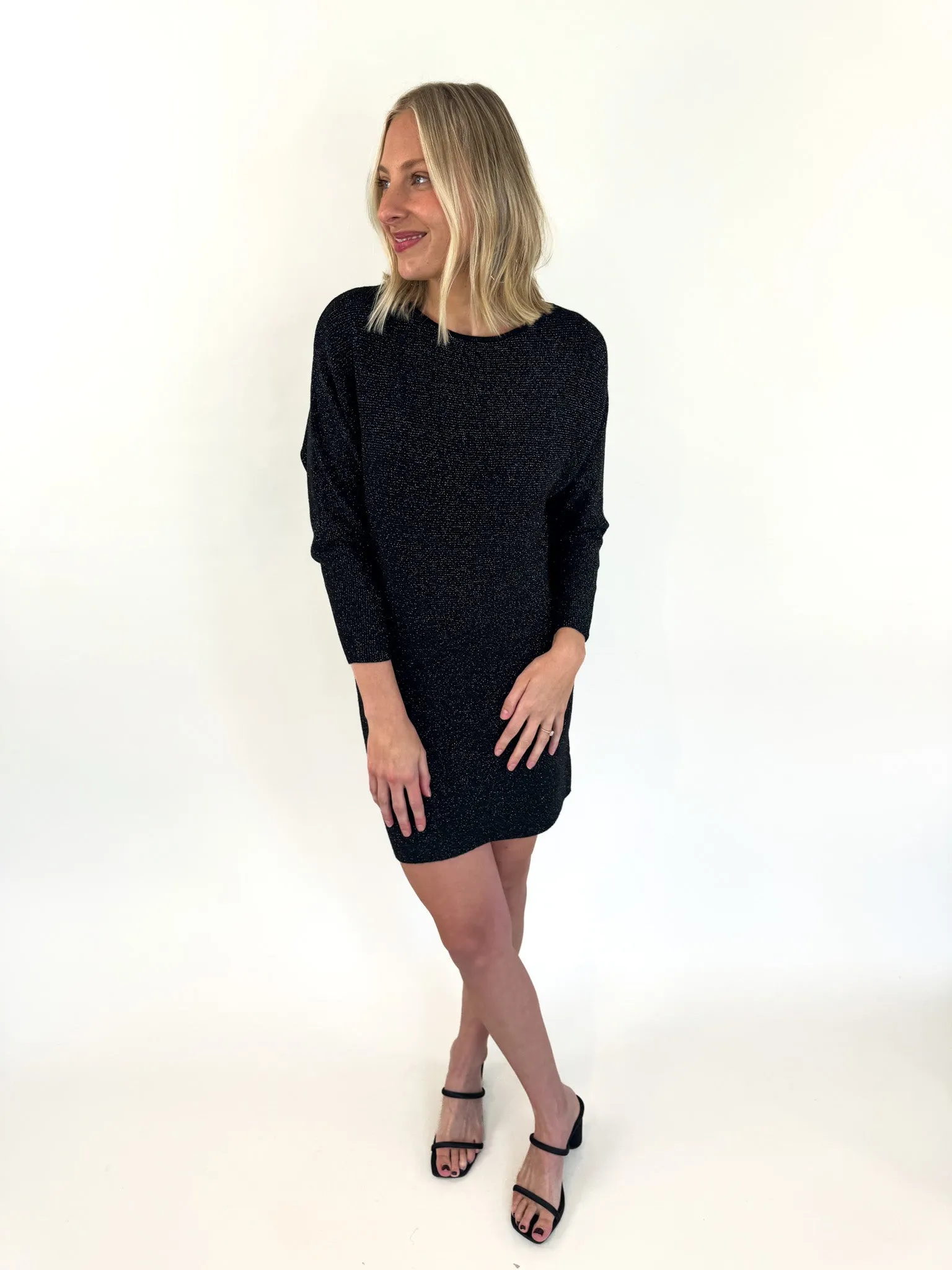 Eve Black Lurex Sweater Dress