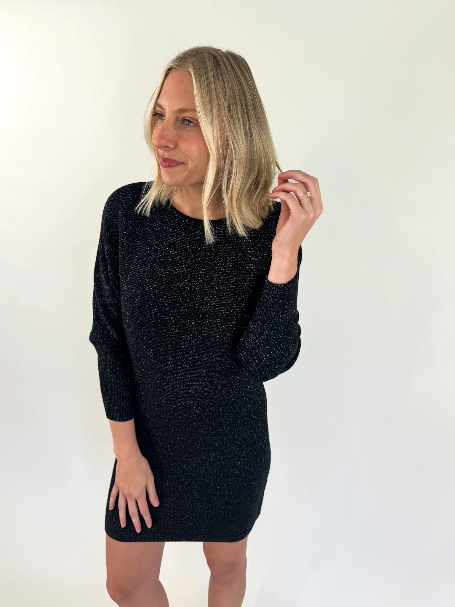 Eve Black Lurex Sweater Dress