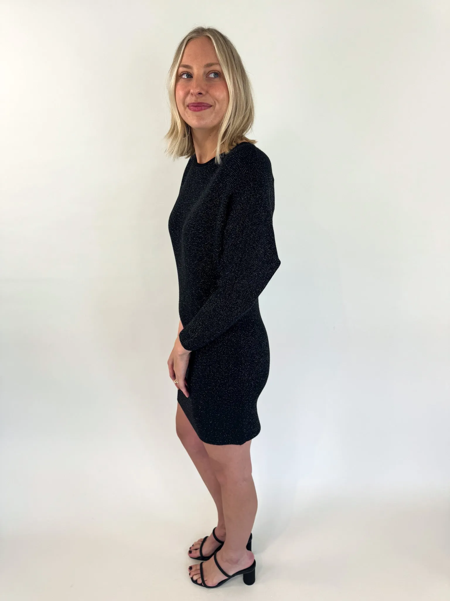 Eve Black Lurex Sweater Dress