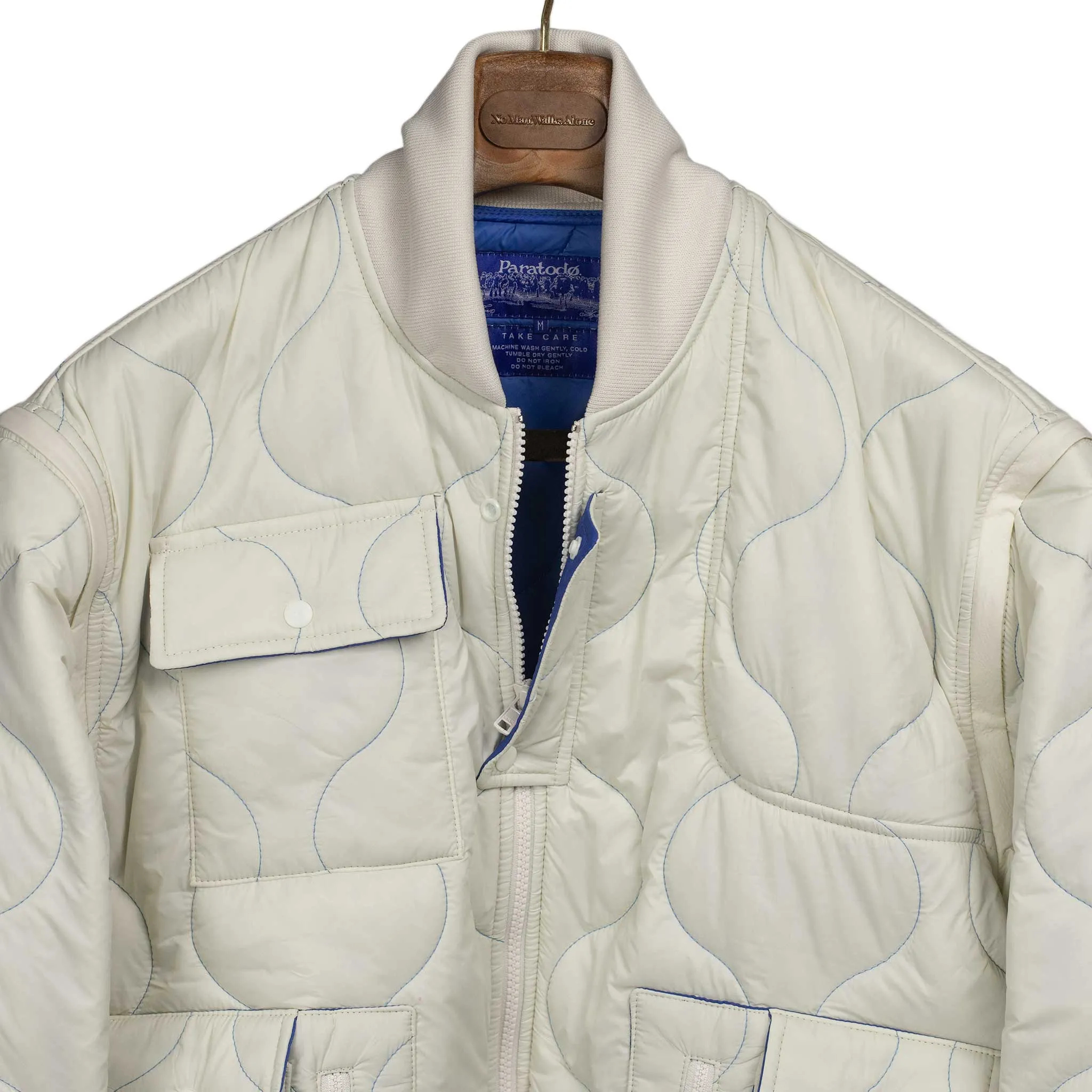 Gemini quilted jacket gilet in cream nylon