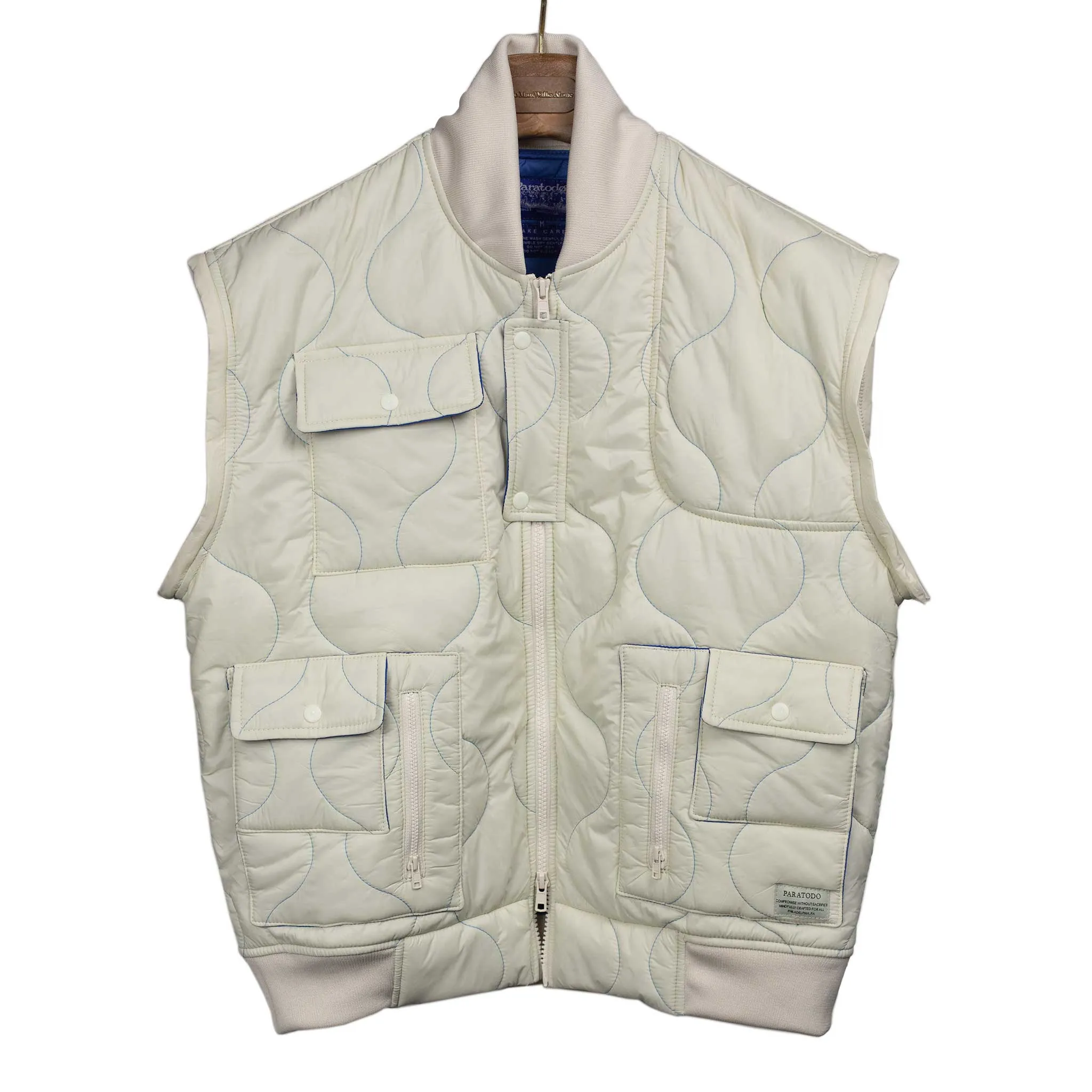 Gemini quilted jacket gilet in cream nylon