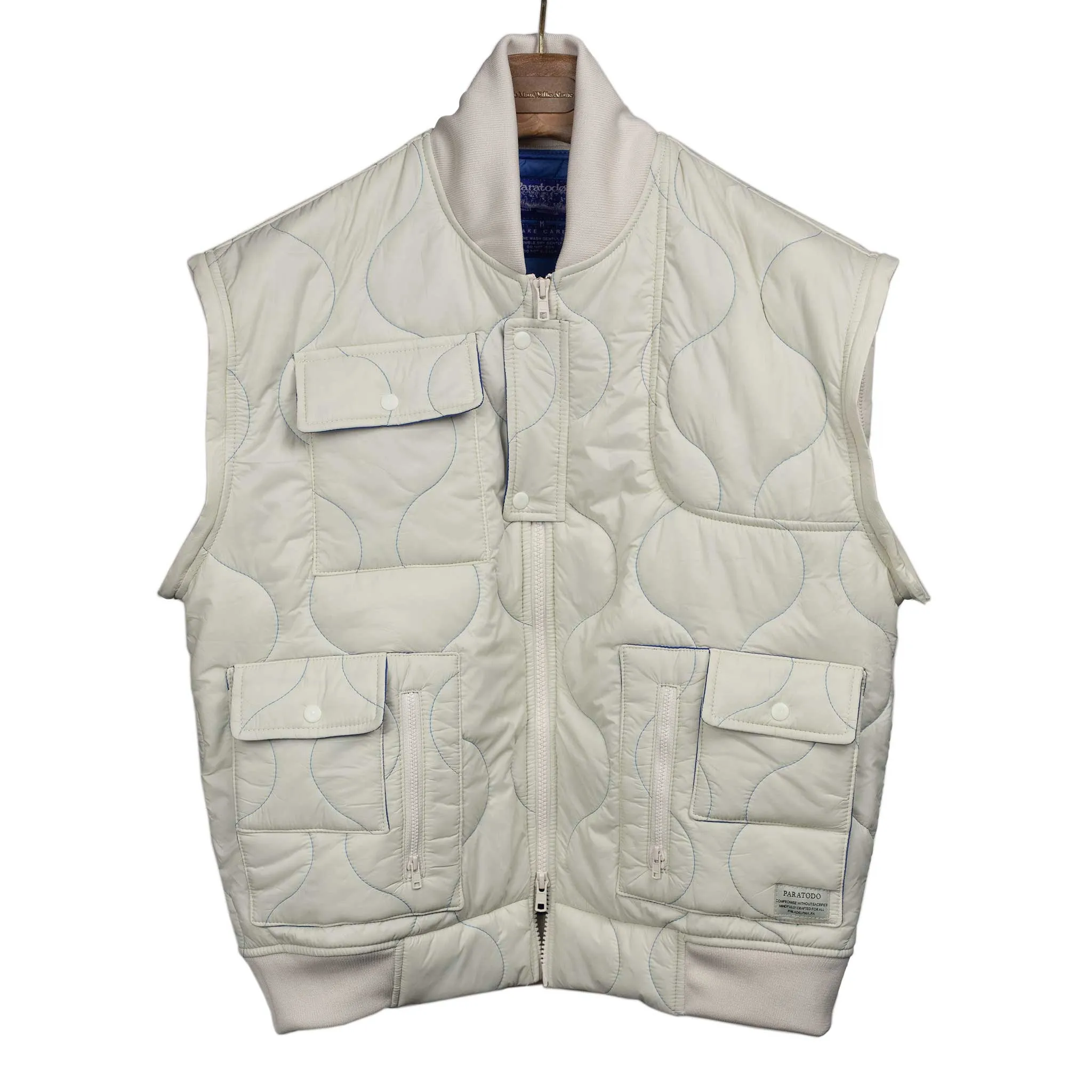 Gemini quilted jacket gilet in cream nylon