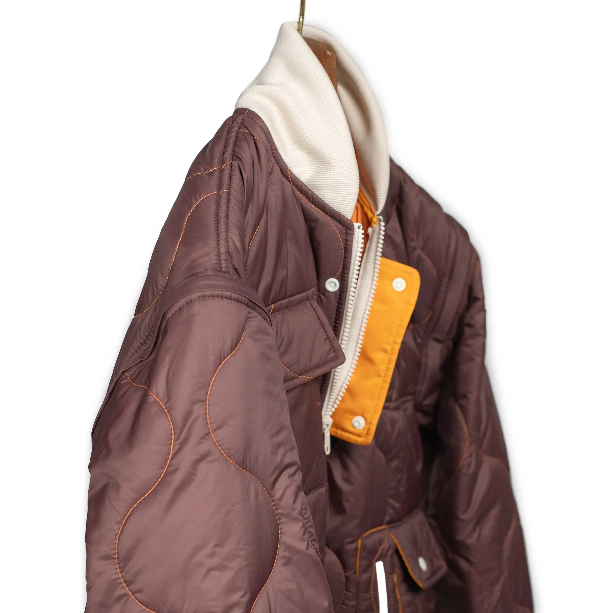 Gemini quilted jacket gilet in dark burgundy nylon