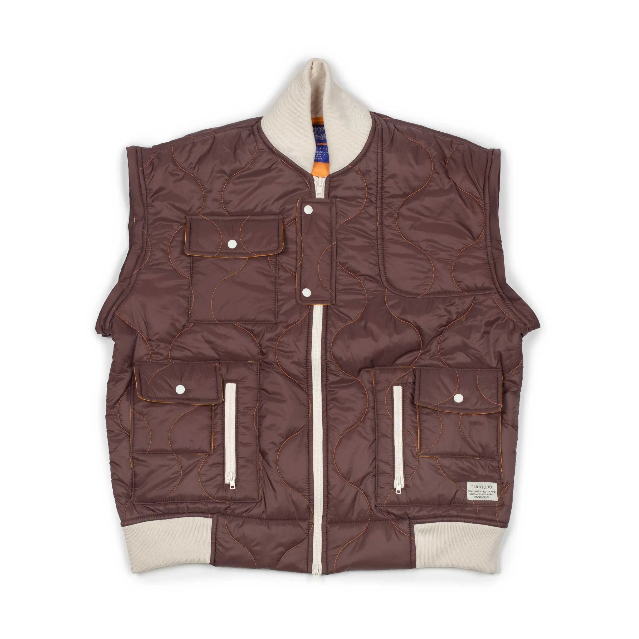 Gemini quilted jacket gilet in dark burgundy nylon