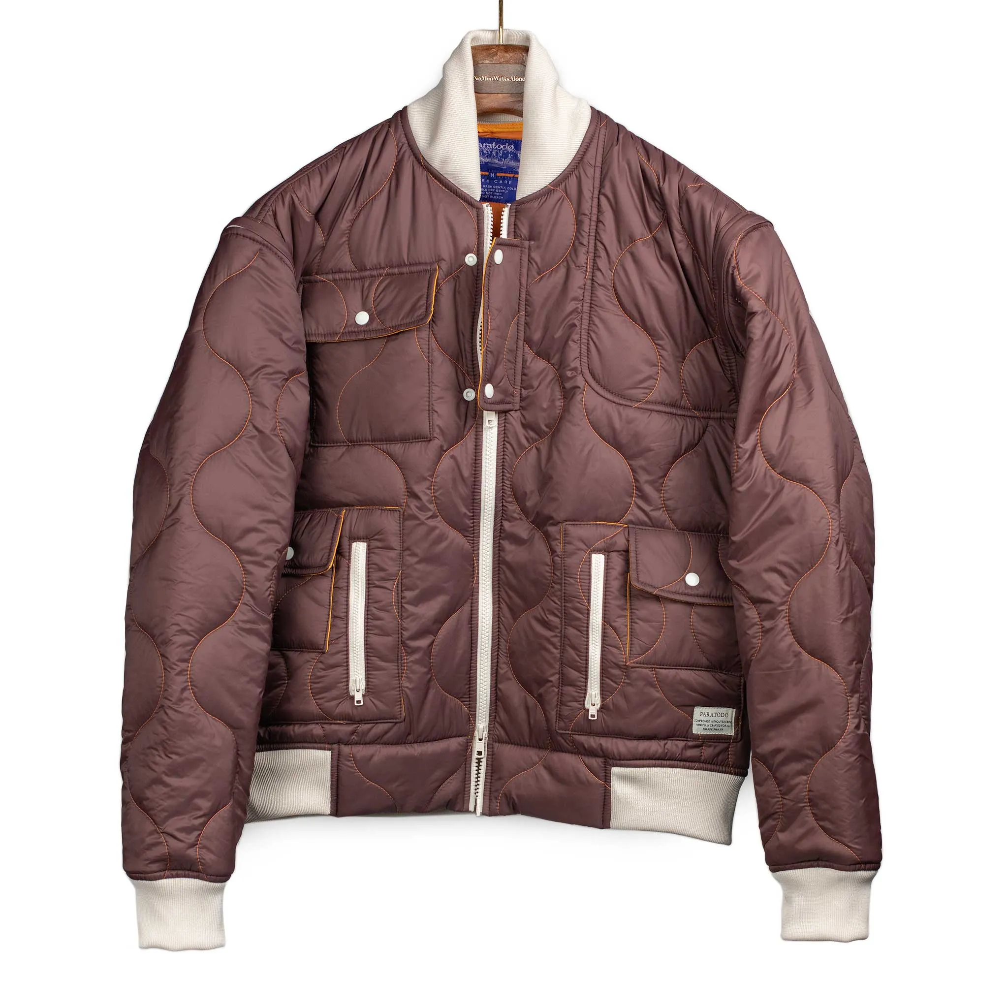 Gemini quilted jacket gilet in dark burgundy nylon