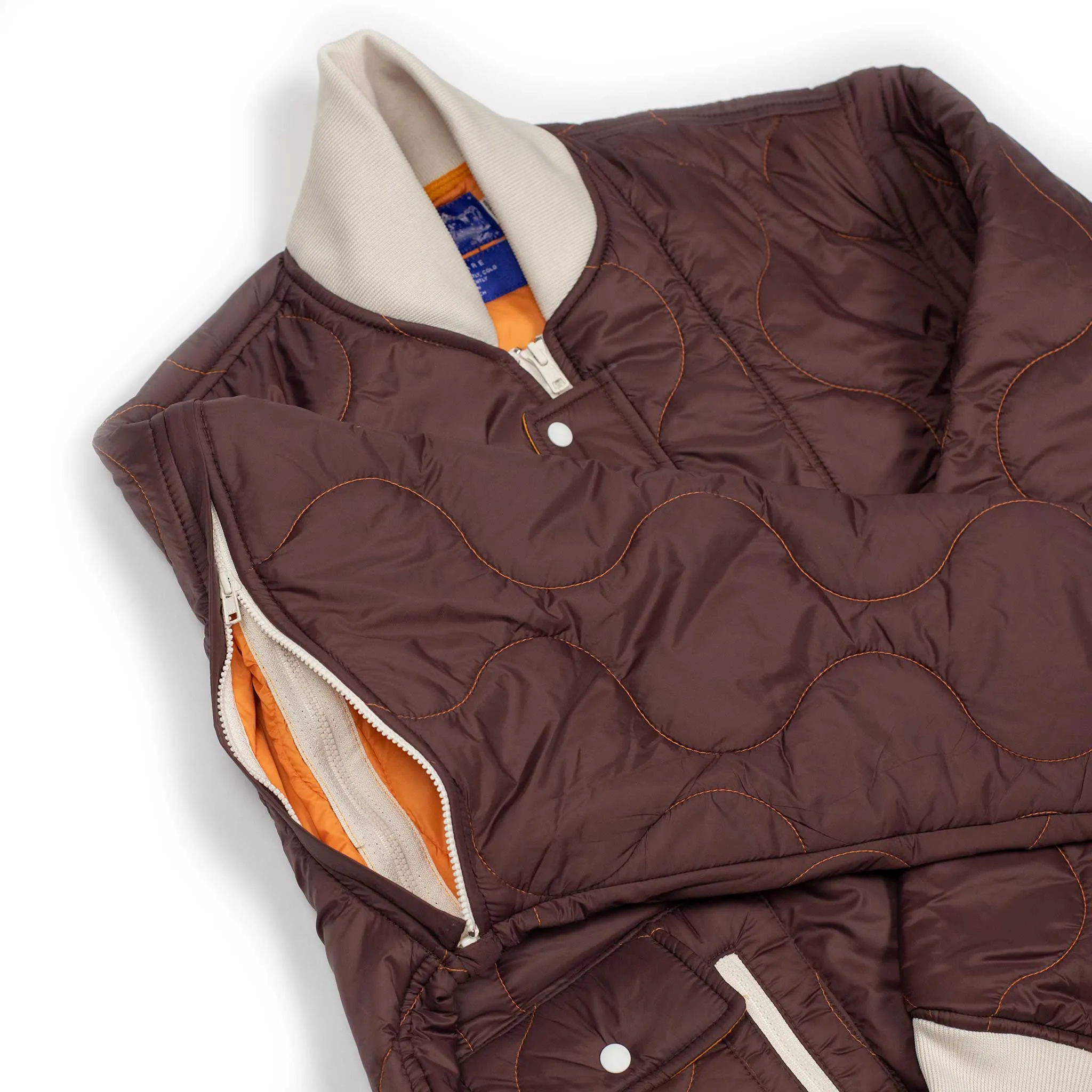 Gemini quilted jacket gilet in dark burgundy nylon