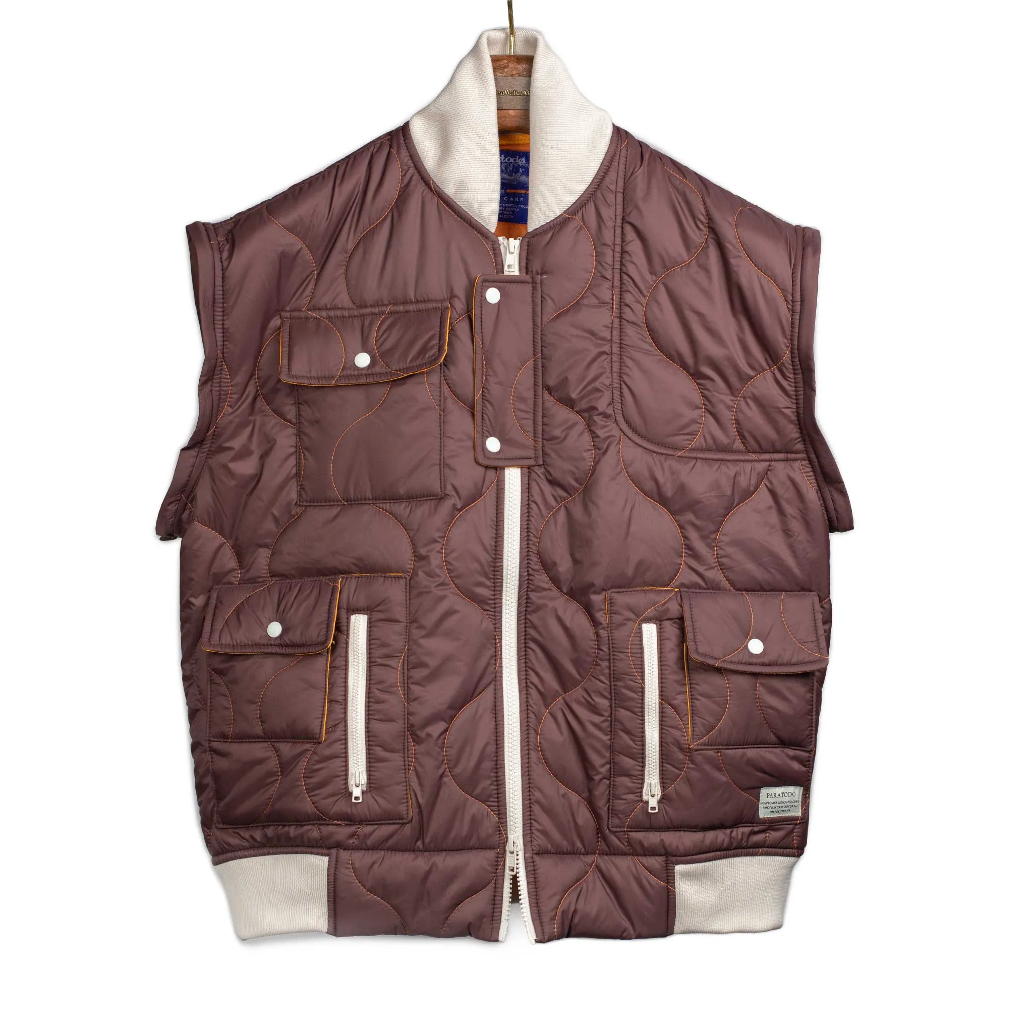 Gemini quilted jacket gilet in dark burgundy nylon