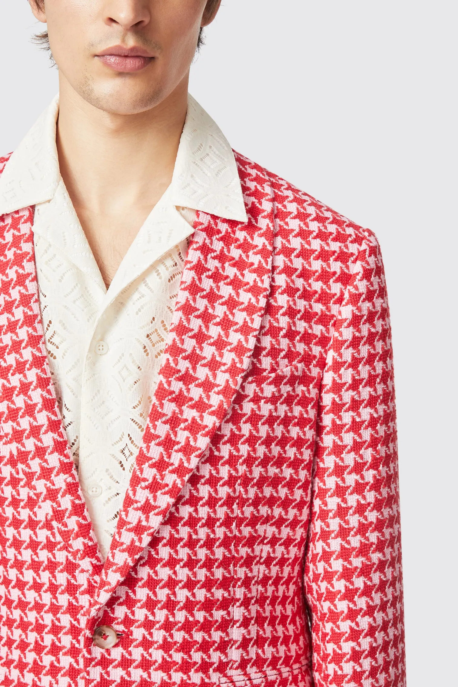 Gittings Slim Fit Red Boucle Cotton Jacket
