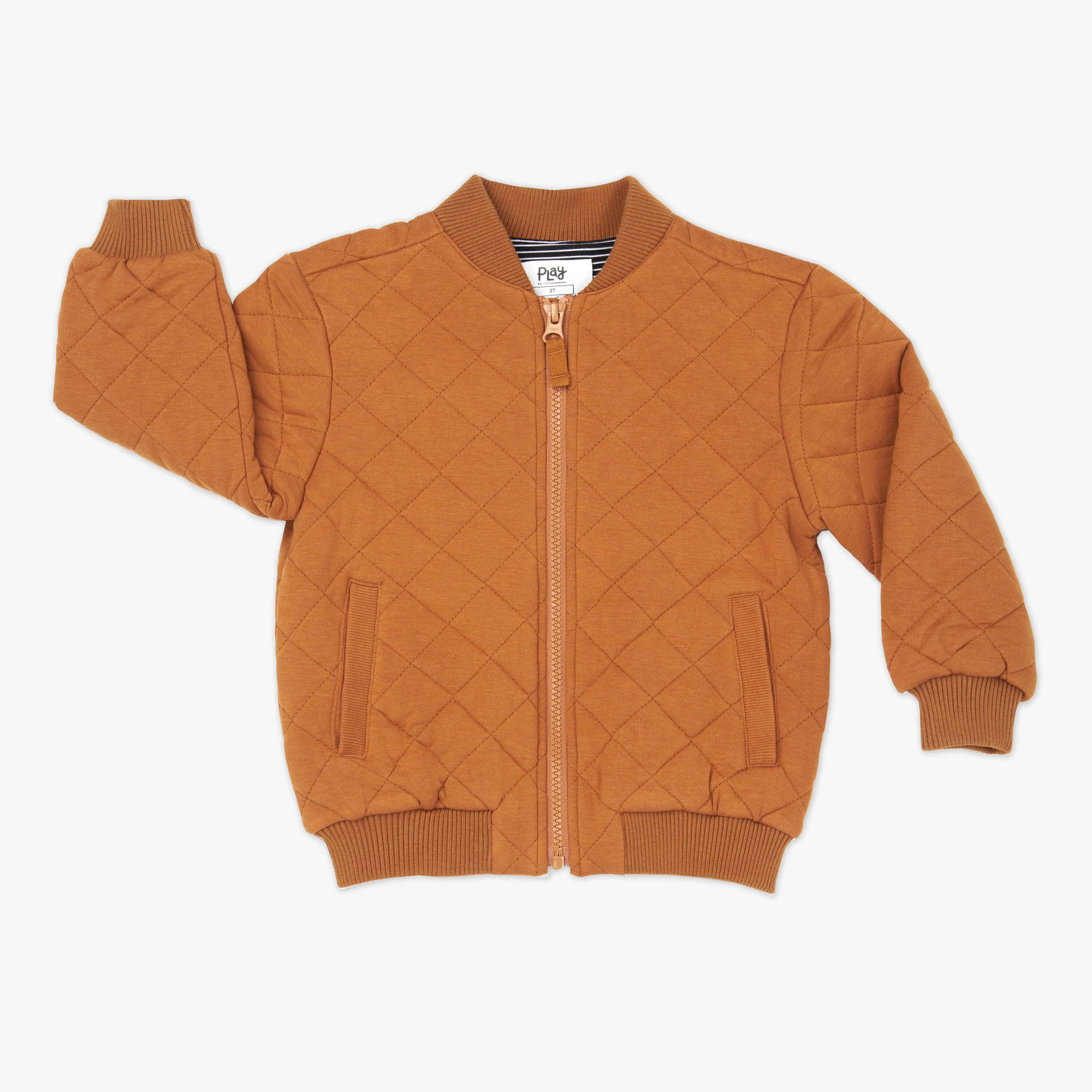 Golden Brown Quilted Varsity Jacket