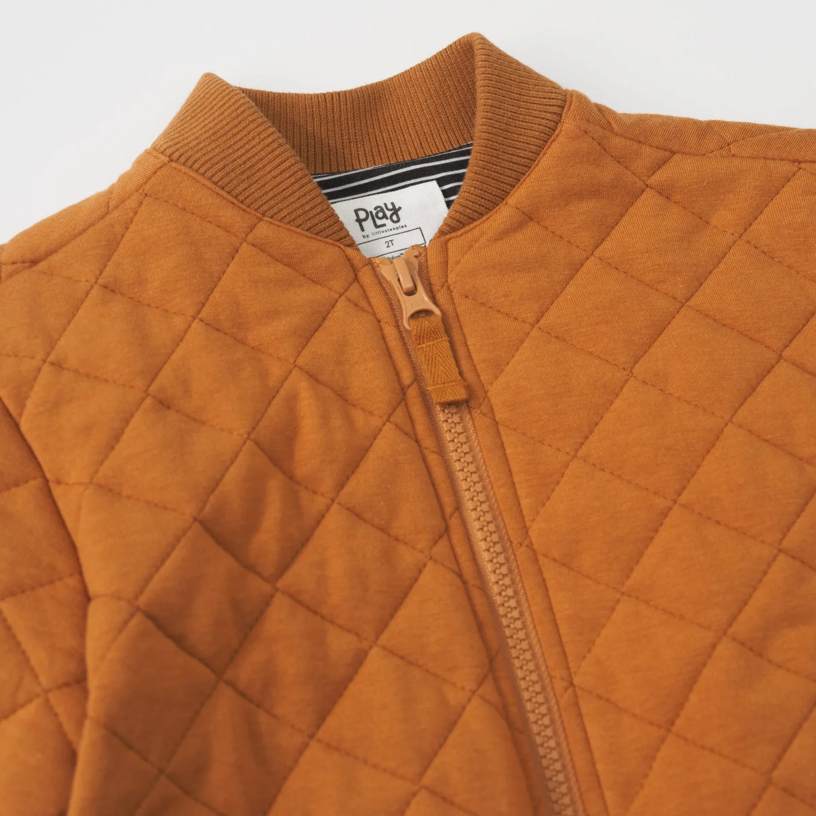 Golden Brown Quilted Varsity Jacket