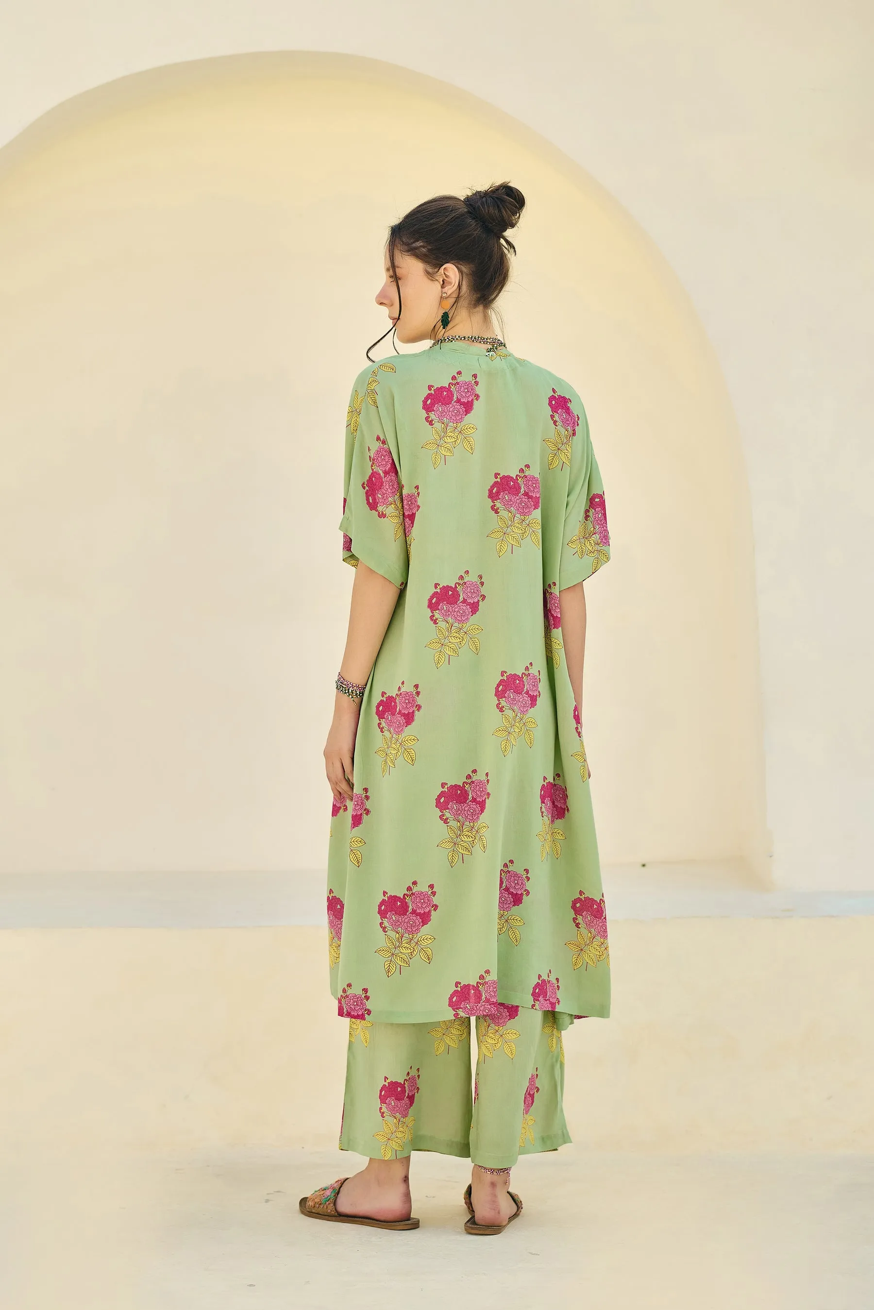 Green Booti Kimono Co-ord Set