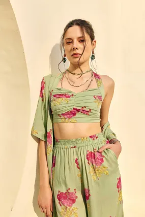 Green Booti Kimono Co-ord Set