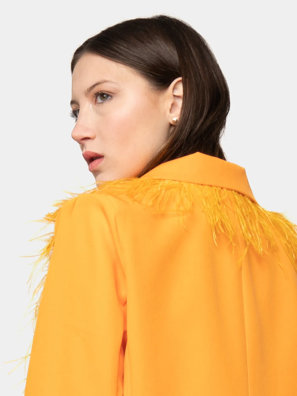 HOLLYWOOD - Oversized Orange Feather Suit