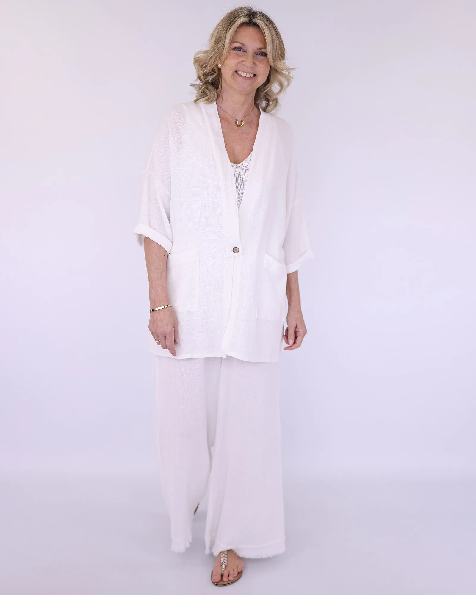 Linen and Cotton Blend Kimono