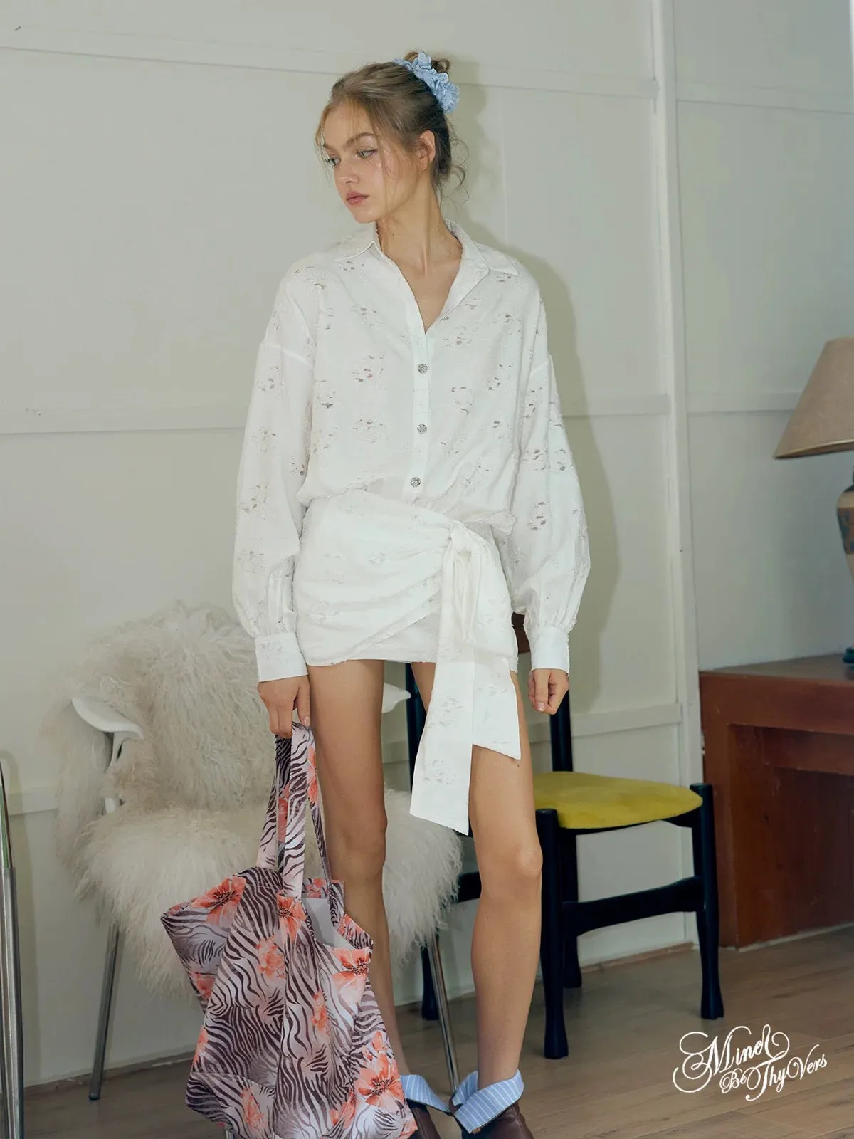 [Mine be thy vers] Lune Étoilée Shirt Dress Bodycon Mini Dress