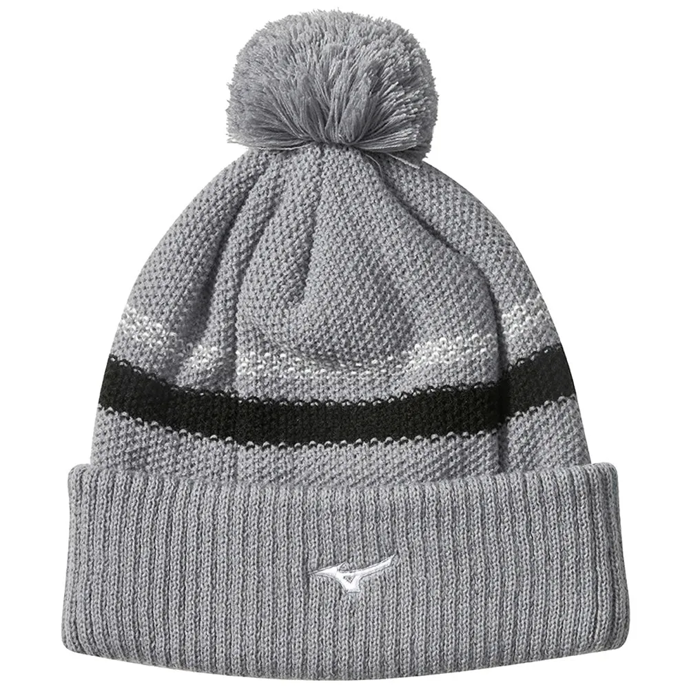 Mizuno Breathe Thermo Knit Pom Pom Beanie - Grey