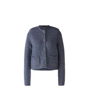 Oui Popcorn Knit Cardigan Vintage Blue
