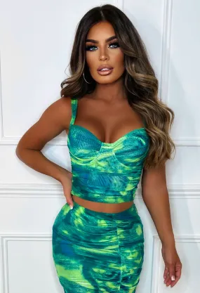 Outta Control Green Mesh Ruched Top