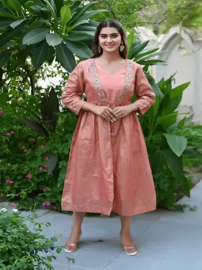 Peach Gota Compliments Jacket With Slip