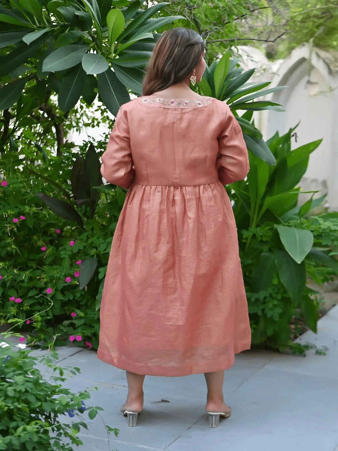 Peach Gota Compliments Jacket With Slip