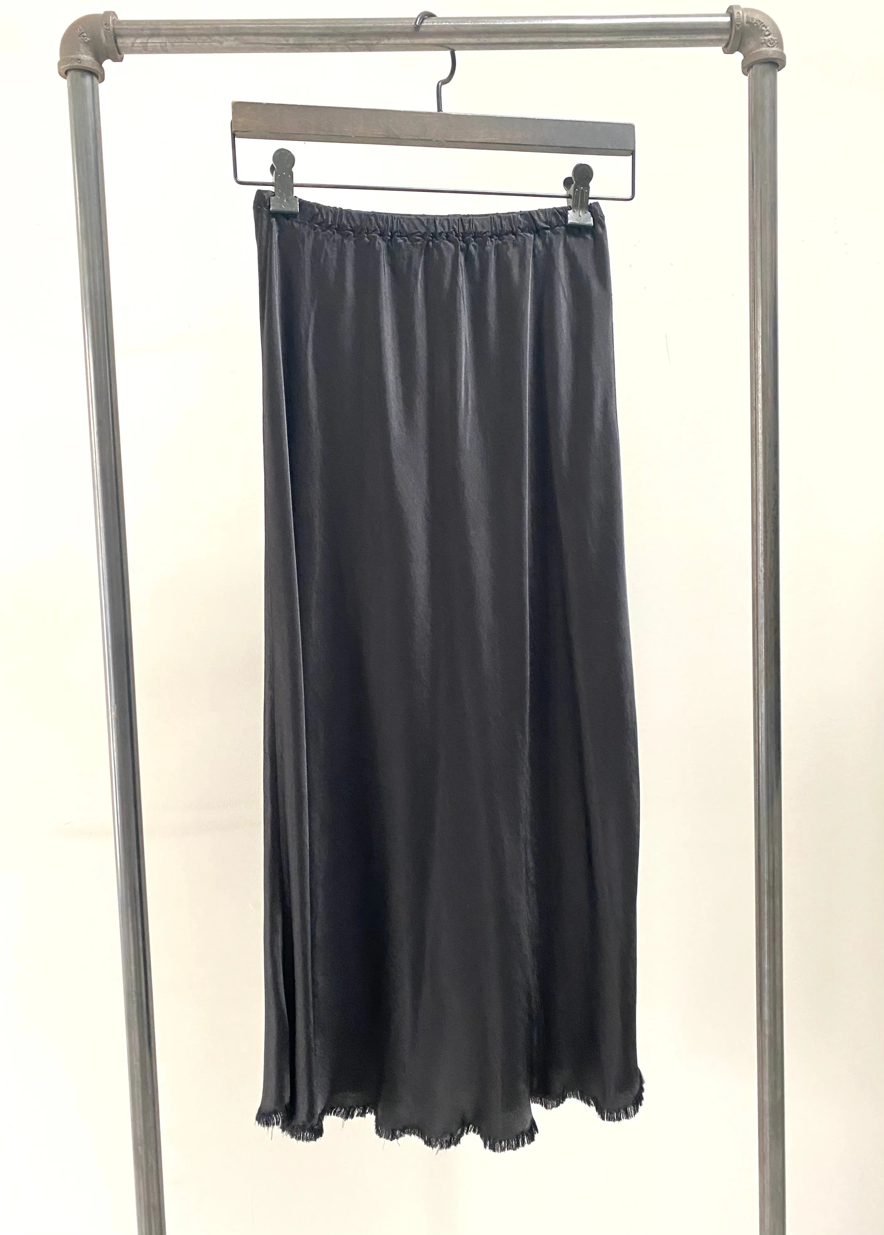 Riley Skirt in Vintage Satin - Black