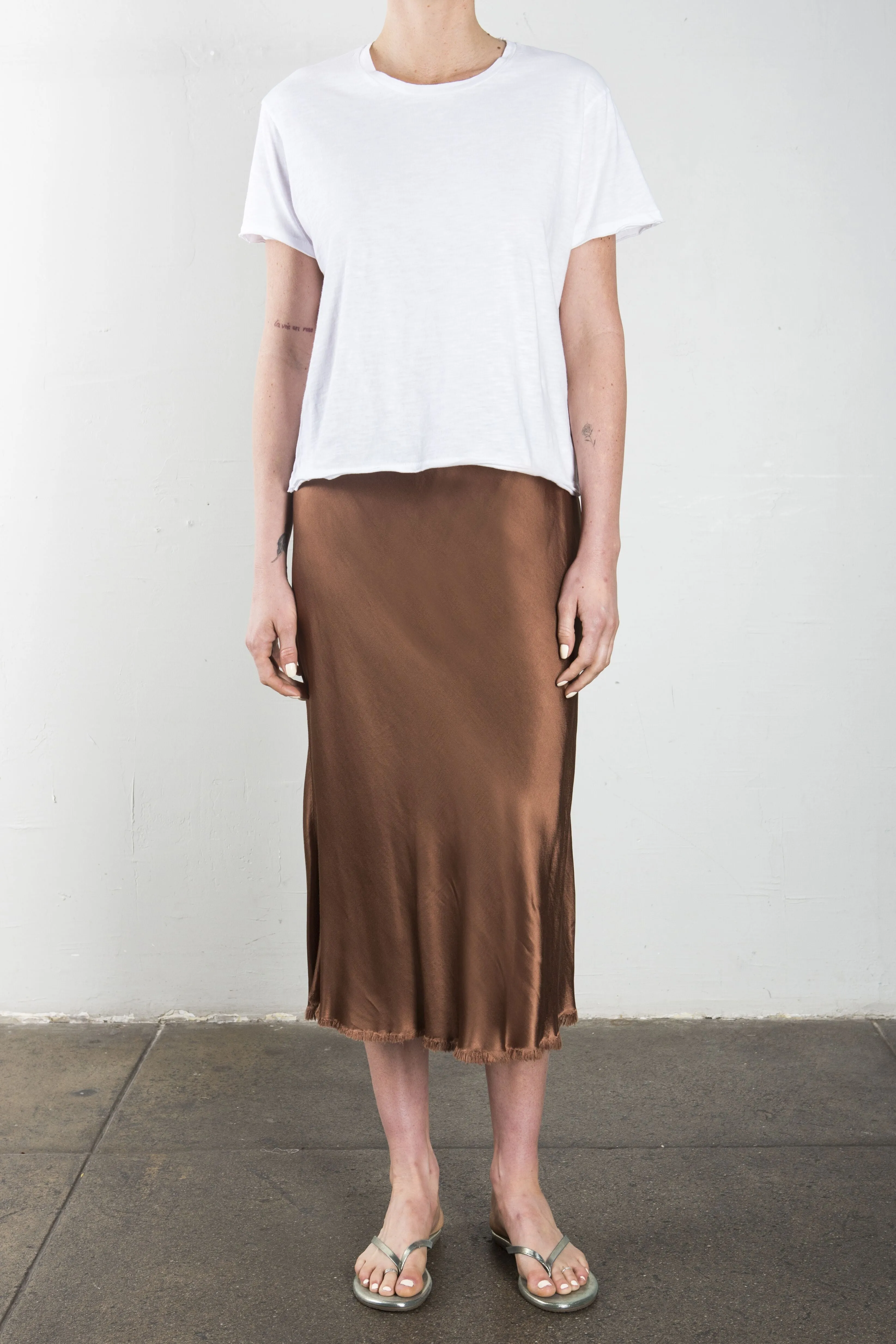 Riley Skirt in Vintage Satin - Earth
