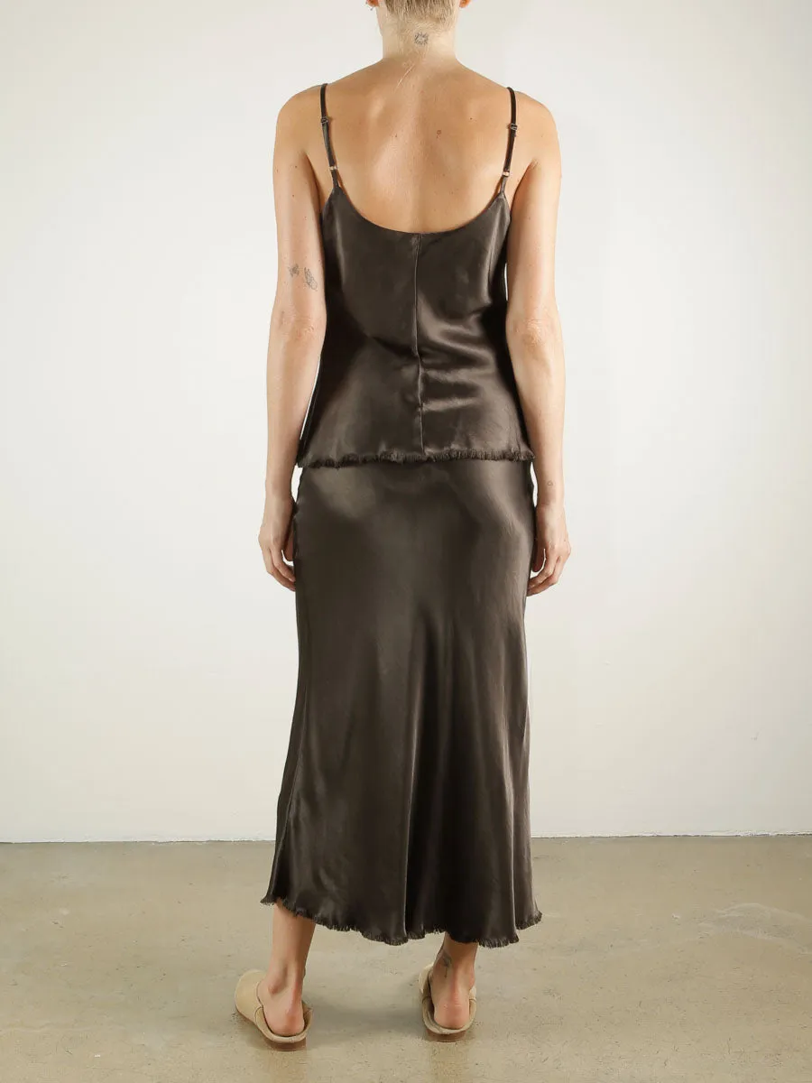 Riley Skirt in Vintage Satin - Espresso
