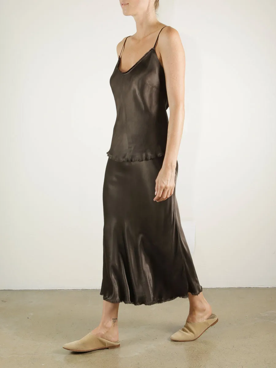 Riley Skirt in Vintage Satin - Espresso